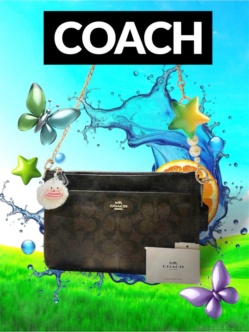 Rare Coach Y2K soho shoulder Bag Brown and Black Signature Pearl-Accent - Picture 4 of 17